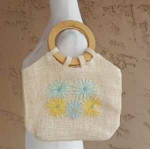 Atmosphere - Cream Paper Straw Floral‎ Handbag